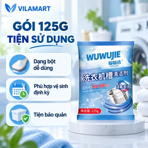 Bột Vệ Sinh Lồng Máy Giặt Dạng Gói – Hỗ Trợ Tẩy Cặn Bẩn, Mốc Gioăng Cao Su, Khử Mùi Và Làm Sạch Máy Giặt