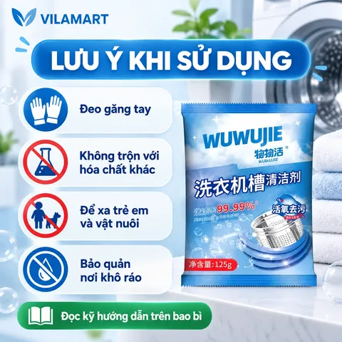 Bột Vệ Sinh Lồng Máy Giặt Dạng Gói – Hỗ Trợ Tẩy Cặn Bẩn, Mốc Gioăng Cao Su, Khử Mùi Và Làm Sạch Máy Giặt