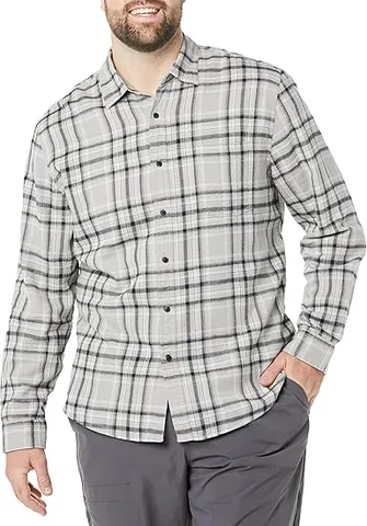 Áo sơ mi Nam Essentials nỉ dài tay Amazon - size S Mỹ (M Việt Nam) màu Gray/ Black -B08X58QQK2 (P107081)