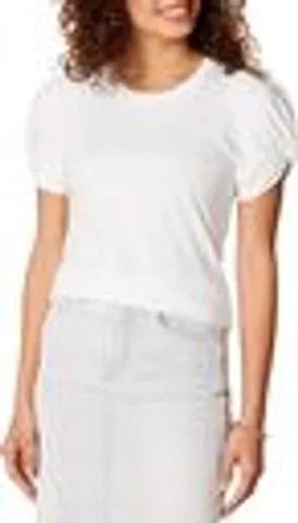 Áo thun Nữ cổ tròn tay xoắn Amazon Essentials - size M Mỹ (L Việt Nam) - Trắng B08P4TH7XQ (P107071)