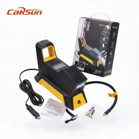 Máy bơm lốp xe hơi Hãng CARSUN , bơm điện oto 100W, có đèn pin ( Hàng Amazon Mỹ ) (P12656)