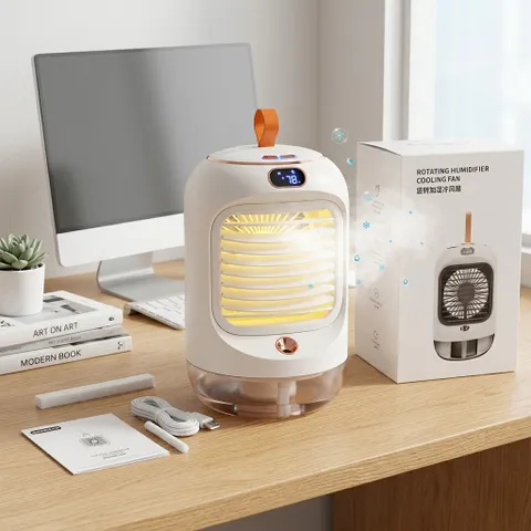 Quạt tích điện để bàn phun sương RD22 , có màn hình , xoay 90 độ, đèn ngủ (P9003)