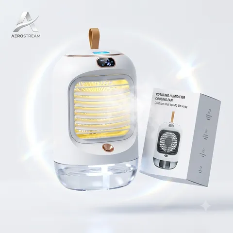 Quạt tích điện để bàn phun sương RD22 , có màn hình , xoay 90 độ, đèn ngủ (P9003)