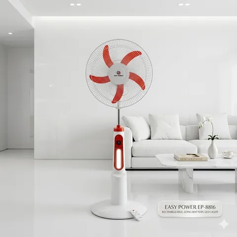 Quạt cây tích điện EASY POWER EP-8816 , Sạc điện thoại, đèn chiếu sáng , có remote (HỘP XẤU) (P8581)