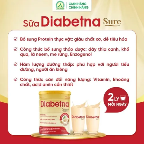 Gói Sữa Diabetna Sure 20g- Sữa hạt dành cho người tiểu đường