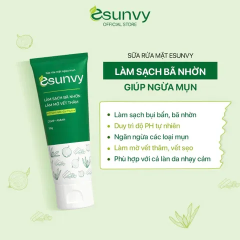 Sữa Rửa Mặt Esunvy Giúp Kiểm Soát Bã Nhờn Sạch Mụn Dùng Cho Mọi Loại Da Tuýp 50gCombo 2