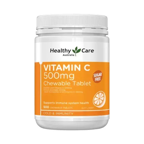 Viên nhai vitamin C Healthy Care 500mg của Úc - Tăng cường sức đề kháng và làm đẹp da cho trẻ em và người lớn, vị cam tự nhiên, không đường. 822506