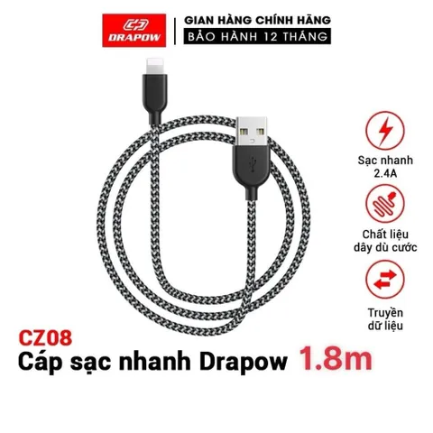 Cáp sạc dây dù iPhone - DRAPOW CZ08 siêu bền chống đứt (P3360)
