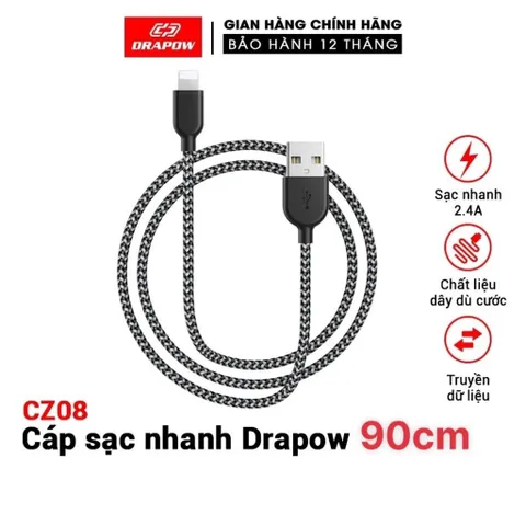 Cáp sạc dây dù iPhone - DRAPOW CZ08 siêu bền chống đứt (P3360)