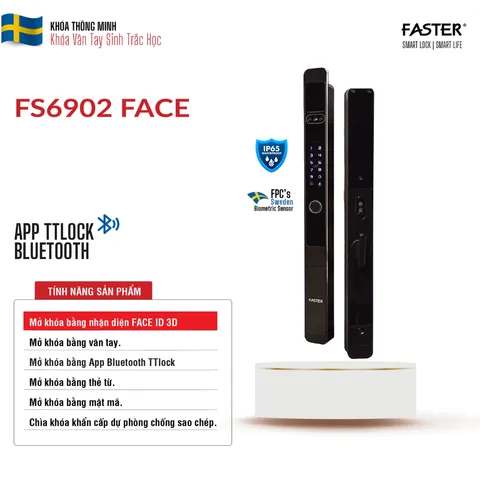 Khóa vân tay cửa nhôm Faster FS6902 FACE Na UY