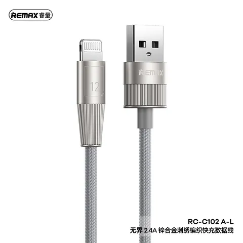 Cáp sạc Usb-Lighting bọc dù Remax RC-C102 A-L 1.2M 2.4A (P134997)
