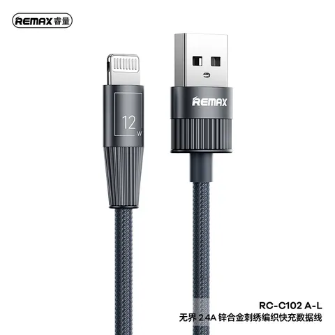 Cáp sạc Usb-Lighting bọc dù Remax RC-C102 A-L 1.2M 2.4A (P134997)