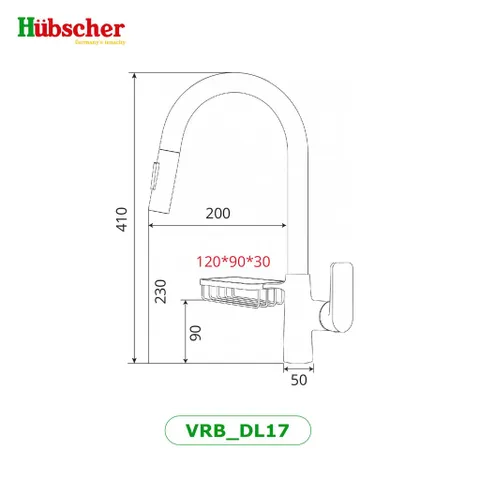 Vòi rửa bát dây rút đồng Hubscher VRB_DL17 (HÀNG CHÍNH HÃNG) (P134840)