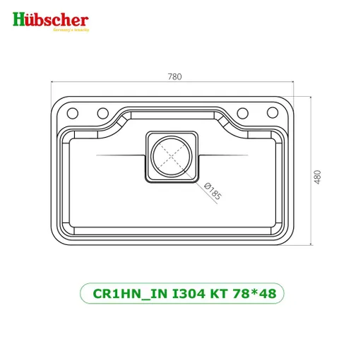 Chậu rửa bát 1 hố INOX phủ Nano Hubscher : CR1HN_BN I304 KT_78*48 (HÀNG CHÍNH HÃNG CHẤT LƯỢNG CAO) (P134782)
