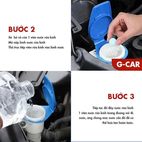 Viên Sủi Rửa Kính Ô tô, Nước Rửa Kính - Gạt Kính Siêu Sạch GCAR - Loại Mới Đặc (P134440)