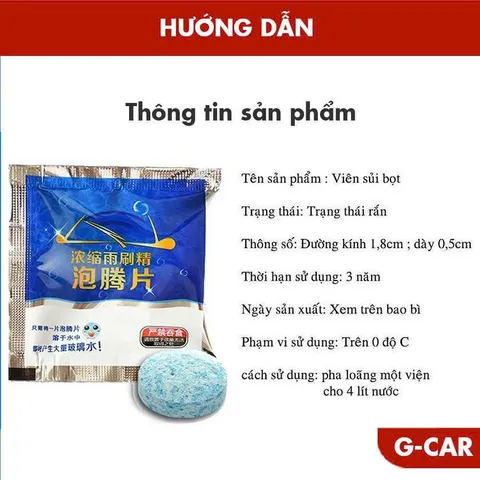 Viên Sủi Rửa Kính Ô tô, Nước Rửa Kính - Gạt Kính Siêu Sạch GCAR - Loại Mới Đặc (P134440)