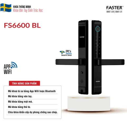 Khóa vân tay cửa nhôm Faster FS6600 BL
