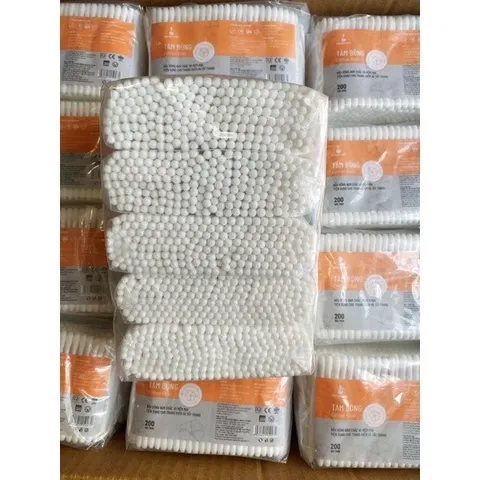 Tăm Bông Người Lớn Cotton Buds 200 que/ Gói Zíp - Bông Bạch Tuyết