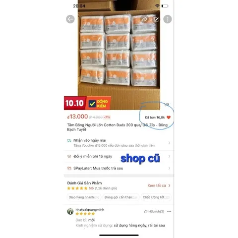 Tăm Bông Người Lớn Cotton Buds 200 que/ Gói Zíp - Bông Bạch Tuyết