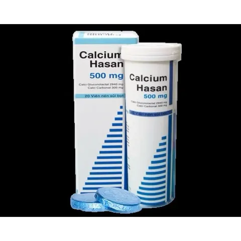 Calcium hasan 500mg,canxi sủi (ống 20 viên)