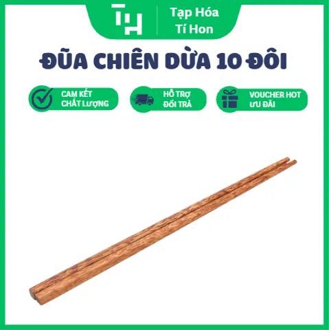 Đũa Chiên Dừa Loại 1 ( 10 Đôi )  với bề mặt nhẵn bóng và các đường vân gỗ đặc trưng (TH726)