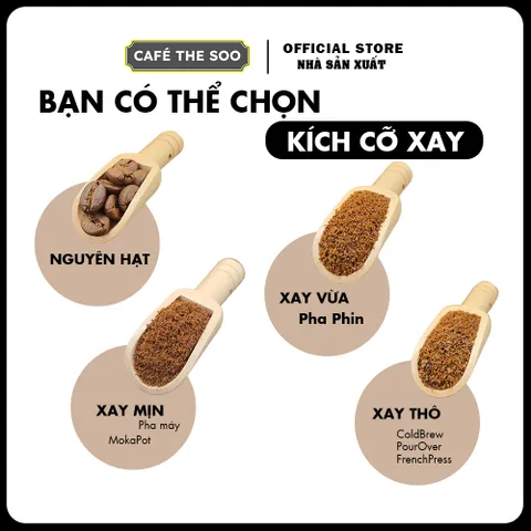 Cà phê nguyên chất Robusta, rang mộc, chuẩn vị rang xay, đậm đà Café The Soo Gói 200Gr