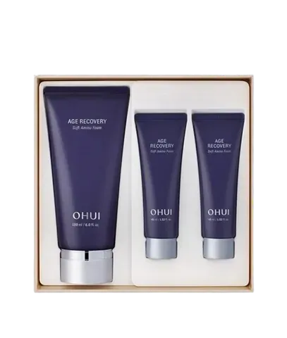 Set Sữa Rửa Mặt Ohui Tím Age Recovery Soft Amino Foam 180ml + 2 Tuýp Mini 45ml - Làm Sạch Makeup, Cấp Ẩm Cho Da Khô, Lão Hóa 822992