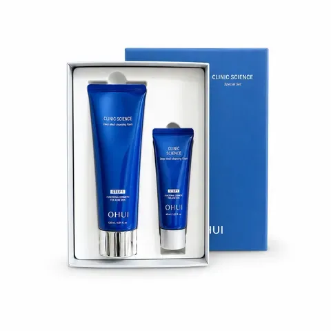 Sữa Rửa Mặt Giảm Mụn Ohui Clinic Science 120ml + 40ml - Sạch Sâu, Kiềm Dầu Cho Da Dầu Và Da Mụn, Chăm Sóc Da  