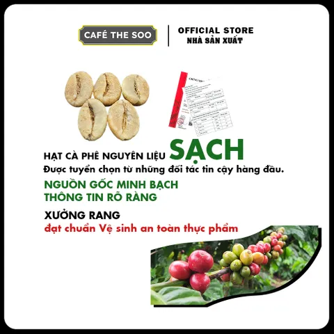 Thùng 2KG Cà phê rang mộc Robusta, nguyên chất, đậm thơm từ thương hiệu Café The Soo