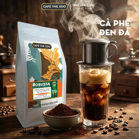 Thùng 2KG Cà phê rang mộc Robusta, nguyên chất, đậm thơm từ thương hiệu Café The Soo