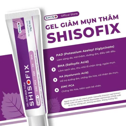 [Tặng Serum] Gel SHISOFIX Hỗ Trợ Giảm Mụn Thâm, Hỗ Trợ Mờ Thâm Do Mụn 15g