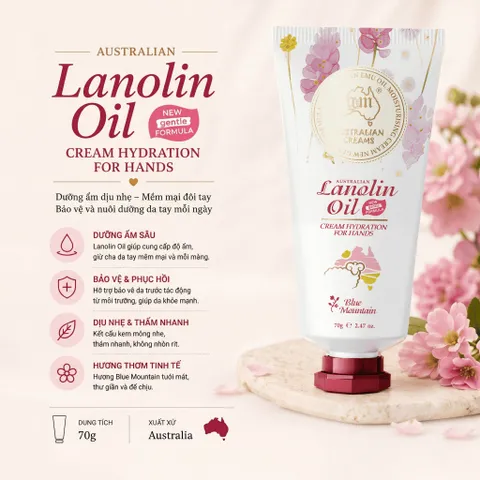 Kem Dưỡng Da Tay G&M Lanolin Oil Cream Hydration For Hands 70g - Dưỡng Ẩm Sâu, Làm Mềm Da, Thẩm Thấu Nhanh