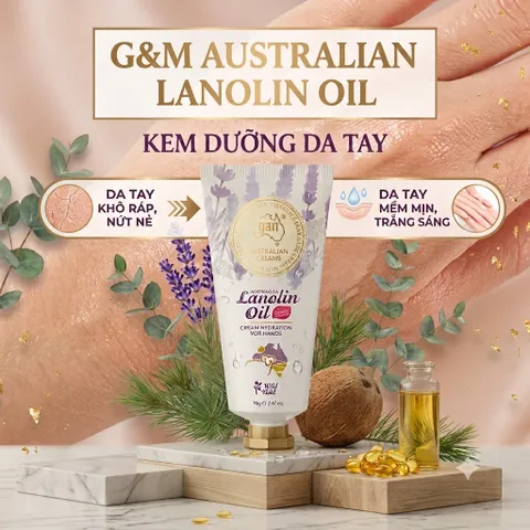 Kem Dưỡng Da Tay G&M Australian Lanolin Oil 70g - Dưỡng Ẩm, Mềm Mịn Da Tay, Chứa Lanolin Oil & Vitamin E