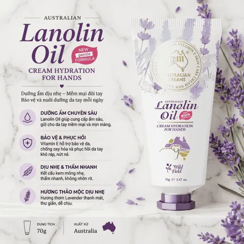 Kem Dưỡng Da Tay G&M Australian Lanolin Oil 70g - Dưỡng Ẩm, Mềm Mịn Da Tay, Chứa Lanolin Oil & Vitamin E