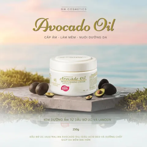 Kem Dưỡng Bơ Úc Creams Avocado Oil Moisturising Cream 250g - Dưỡng Ẩm Sâu, Mềm Da, Vitamin E Cho Da Khô