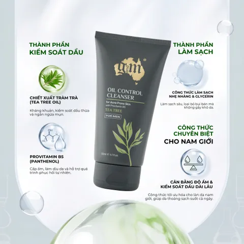 Sữa Rửa Mặt Nam G&M Oil Control Cleanser For Men 120ml - Hỗ trợ Làm Sạch Sâu, Hỗ Trợ Giảm Mụn