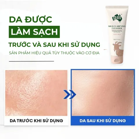 Sữa Rửa Mặt G&M Goat's Milk Mild Clarifying Cleanser 120ml - Sữa Dê & Amino Acids, Làm Sạch Dịu Nhẹ, Dưỡng Ẩm