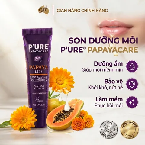 KEM MÔI TÁI TẠO VÀ LÀM MỀM MÔI CHUYÊN SÂU PURE PAPAYA CARE