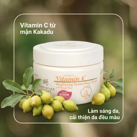 Kem Dưỡng Vitamin C Australian Creams Brightening Moisturising Cream Kakadu Plum 250g - Dưỡng Ẩm, Hỗ Trợ Làm Sáng Da