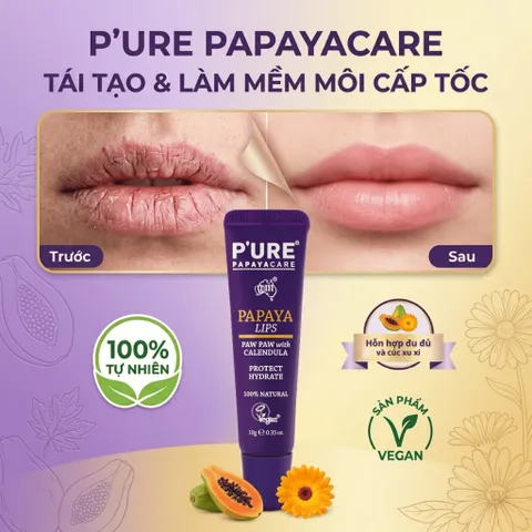 KEM MÔI TÁI TẠO VÀ LÀM MỀM MÔI CHUYÊN SÂU PURE PAPAYA CARE