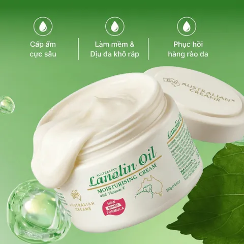 Kem Dưỡng Ẩm Úc Creams Lanolin Oil Moisturising Cream 250g - Dưỡng Ẩm Sâu, Phục Hồi Da Khô Nứt Nẻ, Vitamin E