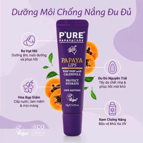 KEM MÔI TÁI TẠO VÀ LÀM MỀM MÔI CHUYÊN SÂU PURE PAPAYA CARE