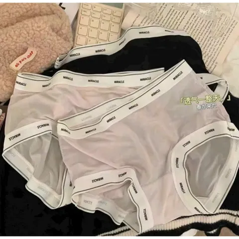 Combo 10 Quần lót nữ lụa băng co giãn 4 chiều- Quần chip nữ in chữ MIRACLF siêu mỏng nhẹ, tàng hình, mát mịn - S44
