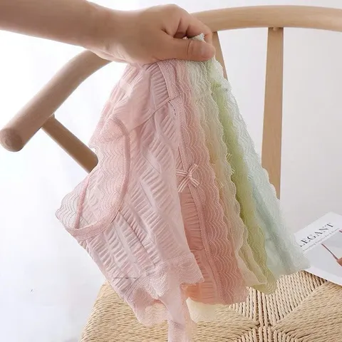 Combo 4 quần lót đúc su nhún 2 lớp cao cấp, siêu mềm mịn, thông hơi, thoáng khí, viền ren, đính nơ, điệu đà
