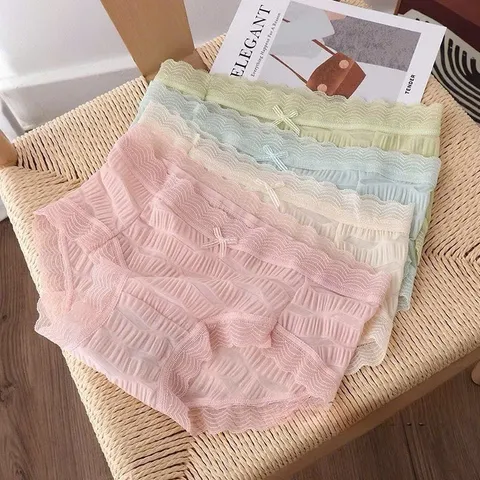 Combo 4 quần lót đúc su nhún 2 lớp cao cấp, siêu mềm mịn, thông hơi, thoáng khí, viền ren, đính nơ, điệu đà