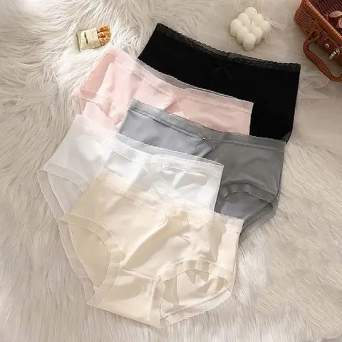 Set 5 quần lót nữ lụa tàng hình nơ xinh xắn, co dãn, thấm hút mồ hồi, đáy điều hoà khử mùi, co giãn, kháng khuẩn
