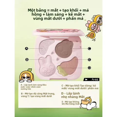 LITTLE ONDINE | Bảng Trang Điểm Đa Năng 5 Màu với Eyeshadow Contour và Blush LITTLE ONDINE