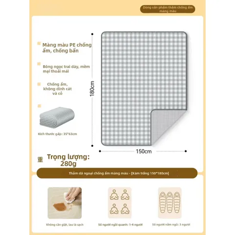 Thảm picnic, thảm ngoài trời 5 lớp, thảm đa năng cách nhiệt chống nước