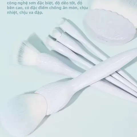 Bộ Cọ Trang Điểm Lades Cao Cấp Tone Xanh Trắng – Lông Cọ Mềm Mịn