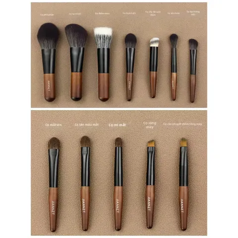 Bộ Cọ Trang Điểm Mini Bằng Lông Dê Cho Highlight, Blending, Mắt, Che Khuyết Điểm